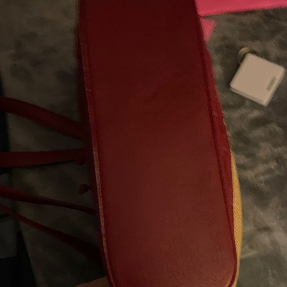 Beautiful Cole Haan Tan Woven and Red Leather Women's Tote Bag - Picture 6 of 8